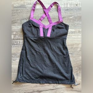 Lululemon Throwback Grey & Purple Adjustable Tank Size 4